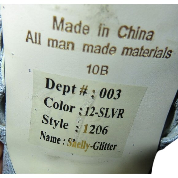 Bakers Shelly Glitter Strappy Metallic Silver Leather Heels size 10 - Picture 12 of 14